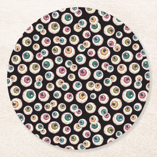 Halloween Eyeballs Runder Pappuntersetzer (Vorderseite)