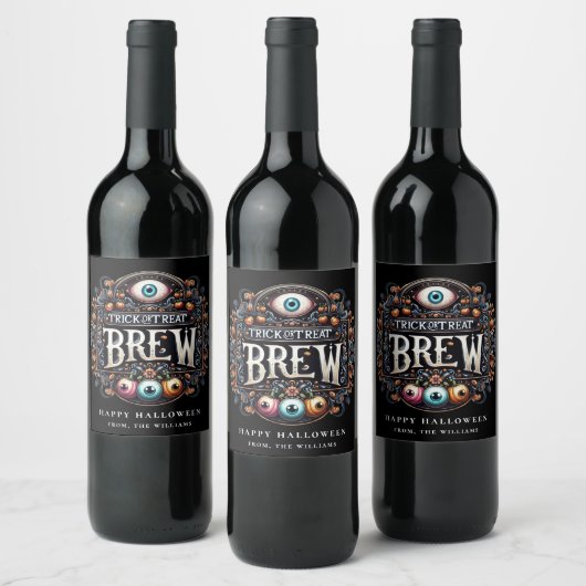 Halloween Eyeballs Trick oder Treat Brew Wine Labe Weinetikett (Flaschen)