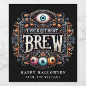 Halloween Eyeballs Trick oder Treat Brew Wine Labe Weinetikett (Einzelnes Label)