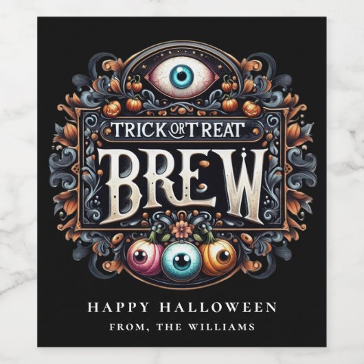 Halloween Eyeballs Trick oder Treat Brew Wine Labe Weinetikett (Einzelnes Label)