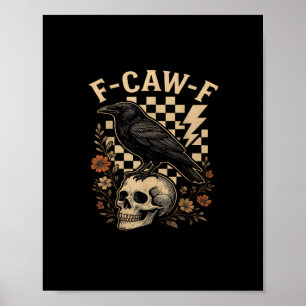 Halloween F Caw F Rabe Vogel Kariert Vintage-Stil Poster