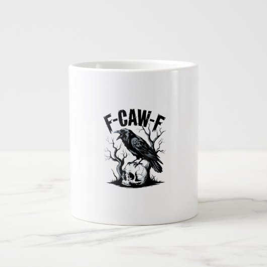 Halloween F-Caw-F Vogel Krähe Frauen Männer Retro Jumbo-Tasse (Vorderseite)