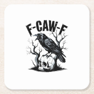 Halloween F-Caw-F Vogel Krähe Frauen Männer Retro Rechteckiger Pappuntersetzer