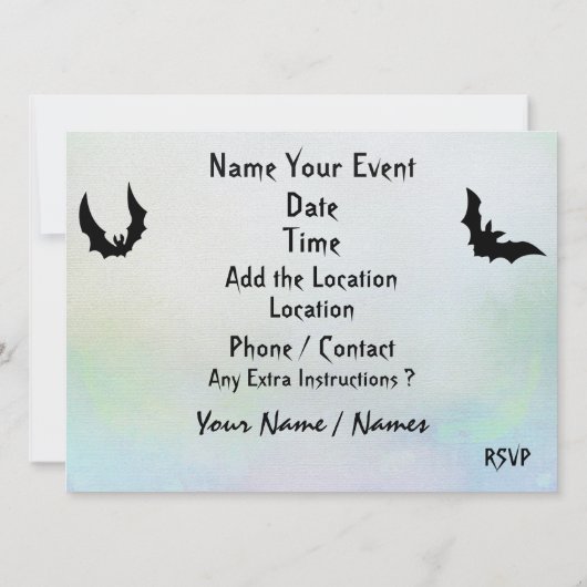 Halloween Fabulous Vector Art Party Einladung (Rückseite)