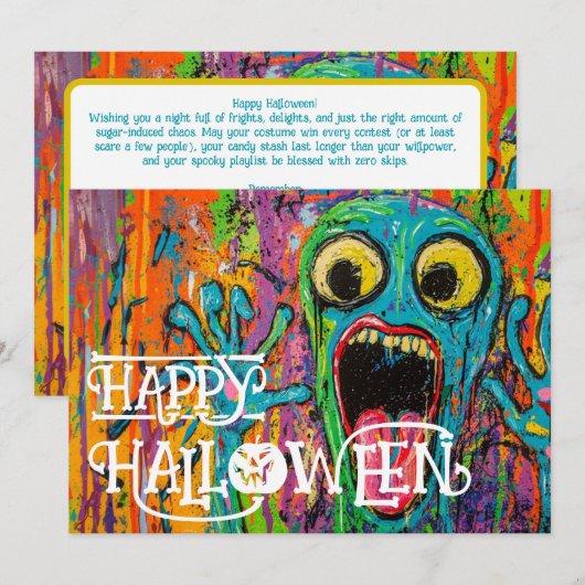 Halloween-Face of Feeling-Karte Einladung (Vorne/Hinten)