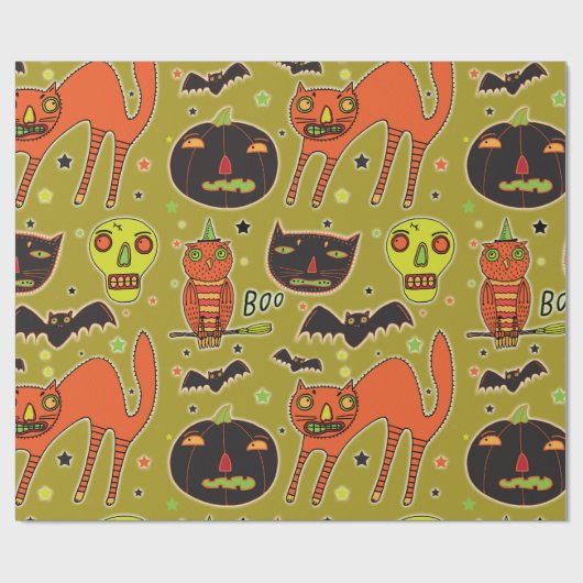 Halloween Faceoff Wrapping Paper Geschenkpapier (Flach)