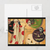 Halloween Faces - Art Déco Postkarte (Vorne/Hinten)