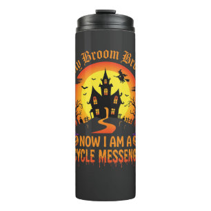 Halloween-Fahrradbote Hexenbesen zerbrochen Desi Thermosbecher