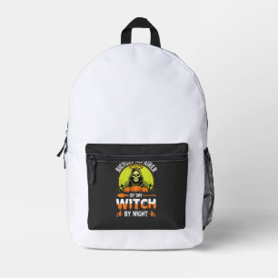 Halloween-Fahrradmechaniker bei Tag, Hexe bei Nach Bedruckter Rucksack