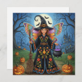 Halloween Fairy Hexe mit Pumpkins Feiertagskarte (Vorne/Hinten)