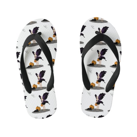 Halloween Fairy mit Pumpkin Flip Flops Kinderbadesandalen (Fußbett)