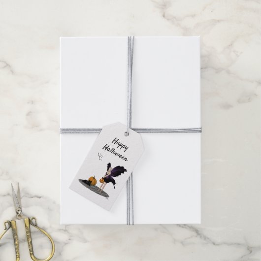 Halloween Fairy mit Pumpkin-Geschenkmarke Geschenkanhänger (Mit Garn)