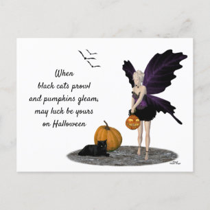 Halloween Fairy mit Pumpkin Postkarte