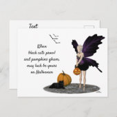 Halloween Fairy mit Pumpkin Postkarte (Vorne/Hinten)