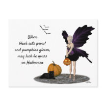 Halloween Fairy mit Pumpkin Postkarte