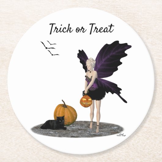 Halloween Fairy mit Pumpkins Paper Untersetzer (Vorderseite)