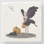 Halloween Fairy mit Pumpkins Stone Untersetzer (Vorderseite)