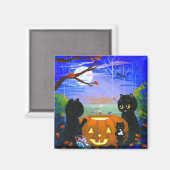 Halloween Fall Black Cat Creationarts Magnet (Vorderseite/Rückseite)