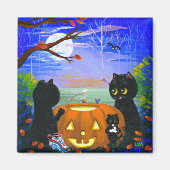 Halloween Fall Black Cat Creationarts Magnet (Vorne)