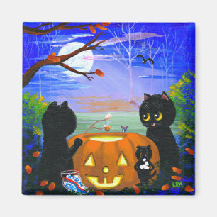Halloween Fall Black Cat Creationarts Magnet