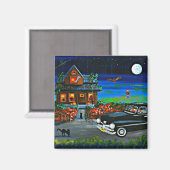 Halloween Fall Black Cat Creationarts Magnet (Vorderseite/Rückseite)
