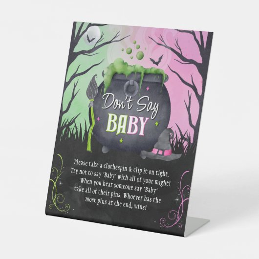 Halloween Fall Don't Say Baby Baby Shower Sign Sockelschild (Vorderseite)