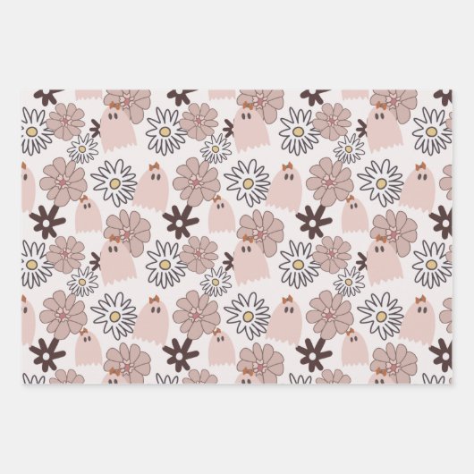 Halloween Fall Floral Pastel gefärbt Geschenkpapier Set (Vorderseite)