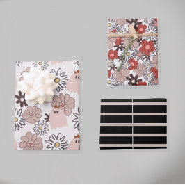 Halloween Fall Floral Pastel gefärbt Geschenkpapier Set