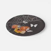 Halloween Fall Florals Butterflies Spinnen Spooky Pappteller (Schrägansicht)