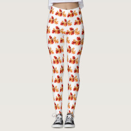 Halloween Fall Foliage Red Orange Blätter Muster Leggings