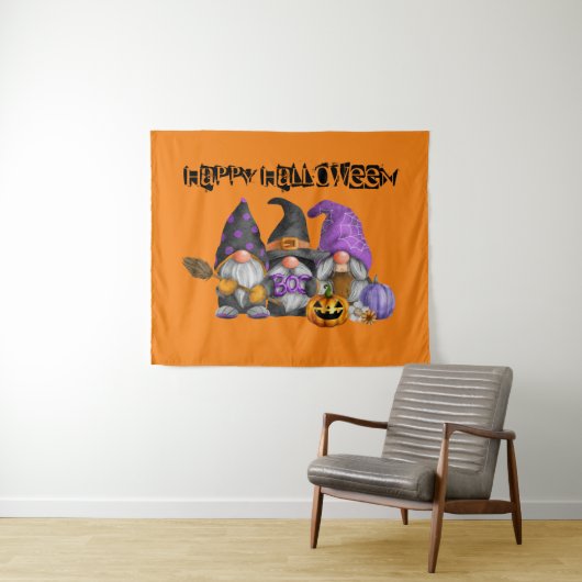 Halloween Fall Gnomes Wassercolor Wandteppich (Beispiel (Horizontal))