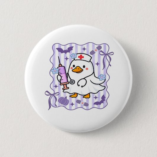 Halloween Fall Lila Coquette Goose Nurse Aesthet Button (Vorderseite)