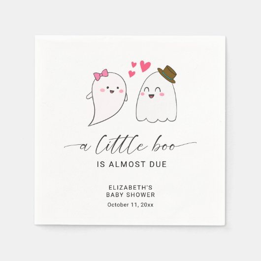 Halloween Fall Little Boo Baby Dusche QR Code Serviette (Vorderseite)