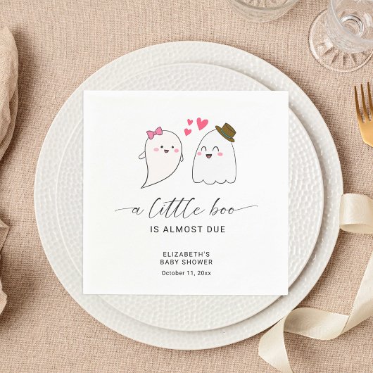 Halloween Fall Little Boo Baby Dusche QR Code Serviette