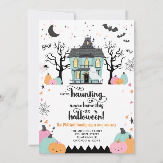 Halloween Fall New Address New Zuhause Ankündigung (Vorderseite)