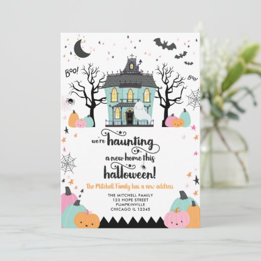 Halloween Fall New Address New Zuhause Ankündigung (Stehend Vorderseite)