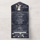 Halloween Fall Oktober Frankenstein Bride Couple All In One Einladung (Innen Boden)