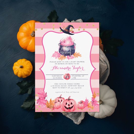 Halloween Fall Pumpkin Rosa Baby Girl Dusche Einladung