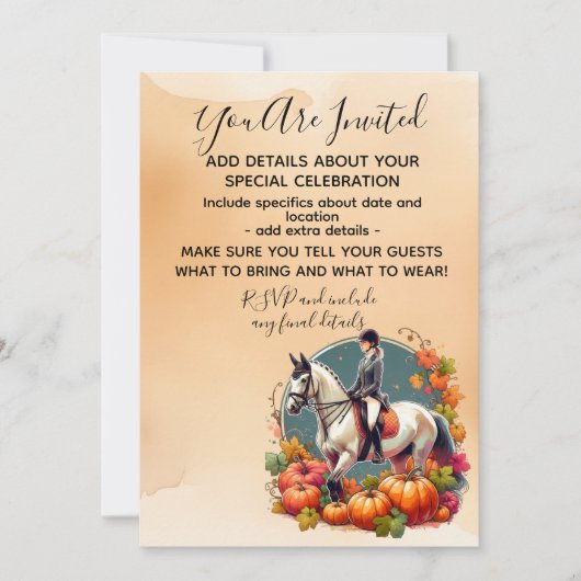 Halloween Fall Reittier Einladung (Vorderseite)