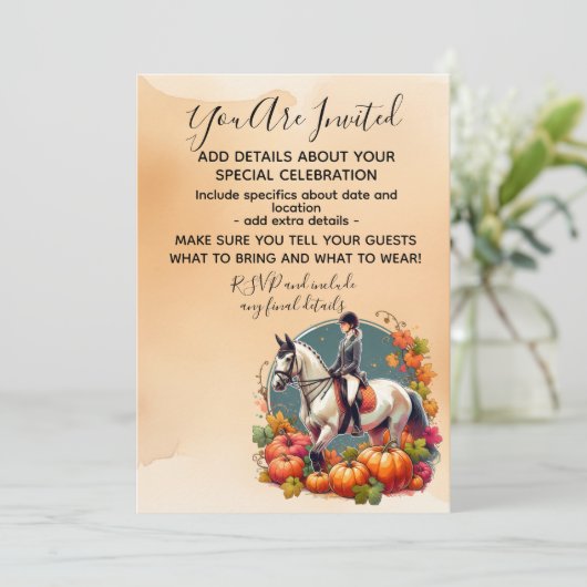 Halloween Fall Reittier Einladung (Stehend Vorderseite)