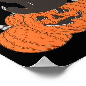 Halloween Fall Spooky Katze mit Kürbis Poster (Ecke)