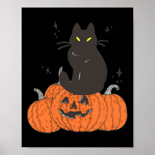 Halloween Fall Spooky Katze mit Kürbis Poster