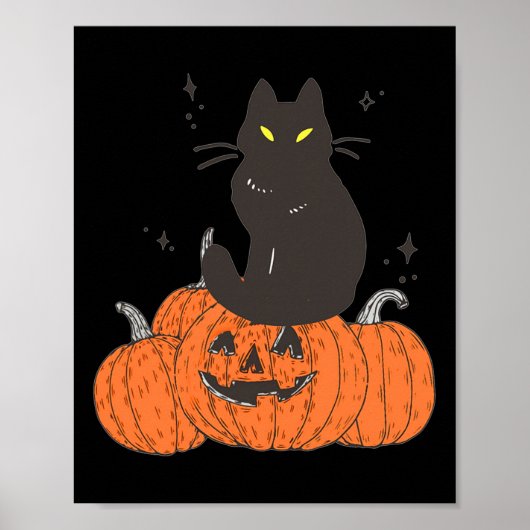 Halloween Fall Spooky Katze mit Kürbis Poster (Vorne)