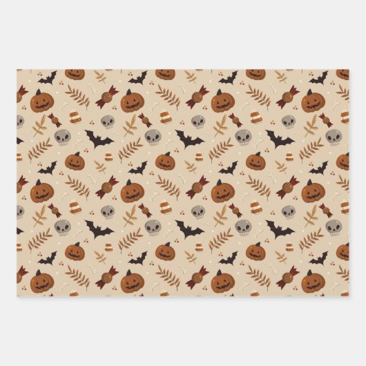 Halloween Fall Spooky Muster Geschenkpapier Set (Vorderseite 3)