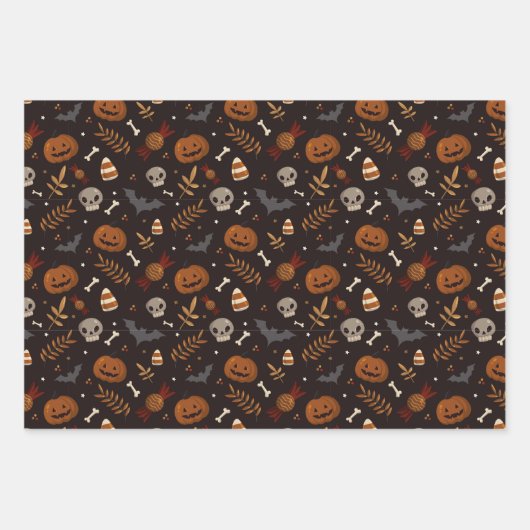 Halloween Fall Spooky Muster Geschenkpapier Set (Vorderseite 2)