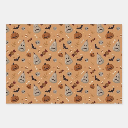 Halloween Fall Spooky Muster Geschenkpapier Set (Vorderseite)