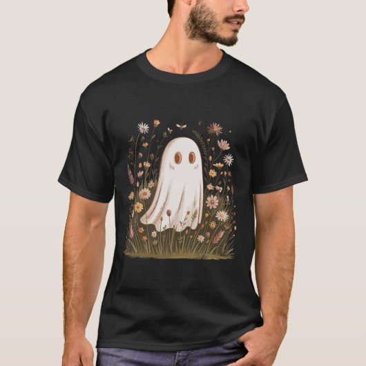 Halloween Fall Vibes Floral Ghost T-Shirt (Vorderseite)