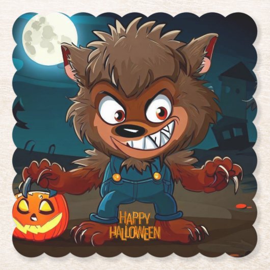 Halloween/Fall/Werwolf/Cartoon Untersetzer (Vorderseite)