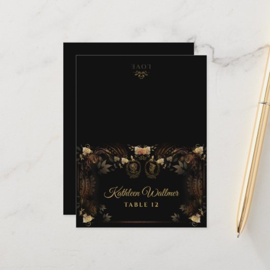 Halloween-Faltenbalg - Goldene Skelettnamen Postka Postkarte (Vorderseite/Rückseite Beispiel)