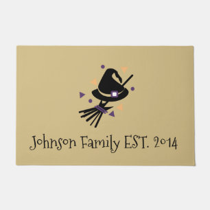 Halloween-Familie Minimalist Hexe und Besen Fußmatte